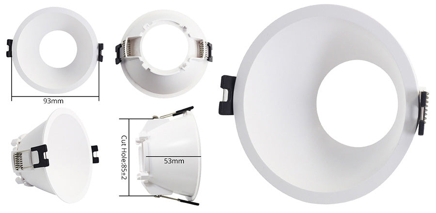 LEDIARY New MR16 GU10 Downlight Frame White Frosted Plastic Recessed Ceiling Downlight Fitting 75mm Cut Hole Anti-glare Design