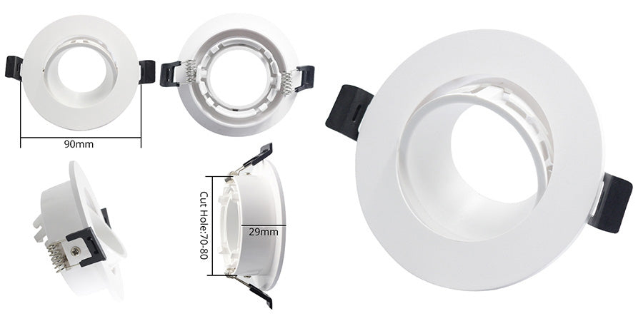 LEDIARY New MR16 GU10 Downlight Frame White Frosted Plastic Recessed Ceiling Downlight Fitting 75mm Cut Hole Anti-glare Design