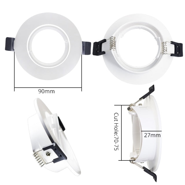 LEDIARY New MR16 GU10 Downlight Frame White Frosted Plastic Recessed Ceiling Downlight Fitting 75mm Cut Hole Anti-glare Design