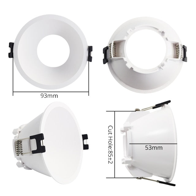 LEDIARY New MR16 GU10 Downlight Frame White Frosted Plastic Recessed Ceiling Downlight Fitting 75mm Cut Hole Anti-glare Design