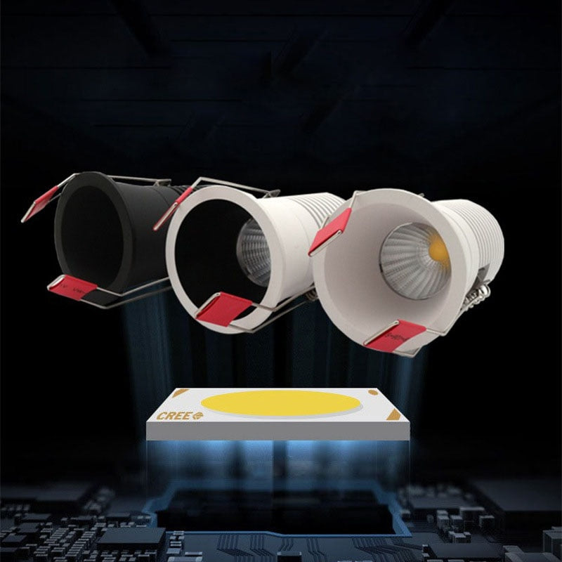 Dimmable Anti Glare COB LED Downlights 5W/7W/10W LED Ceiling Spot Lights Warm Cold White Background LED Lamps Indoor Lighting