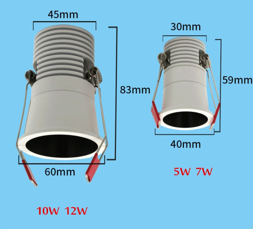 Dimmable Anti Glare COB LED Downlights 5W/7W/10W LED Ceiling Spot Lights Warm Cold White Background LED Lamps Indoor Lighting