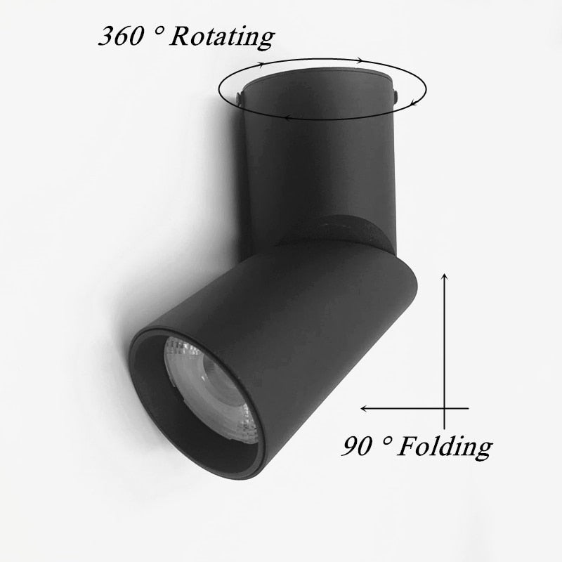 Cylinder Dimmable Rotating Folding LED Downlights 10W 15W 20W COB LED Ceiling Spot Lights AC85-265V LED Wall Lamps Indoor Lighting