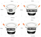 Recessed LED COB Downlight Milky White Lampshade 15W 18W 25W 30W 110V 220V Spotlights Led Ceiling Dimmable For Indoor Lighting