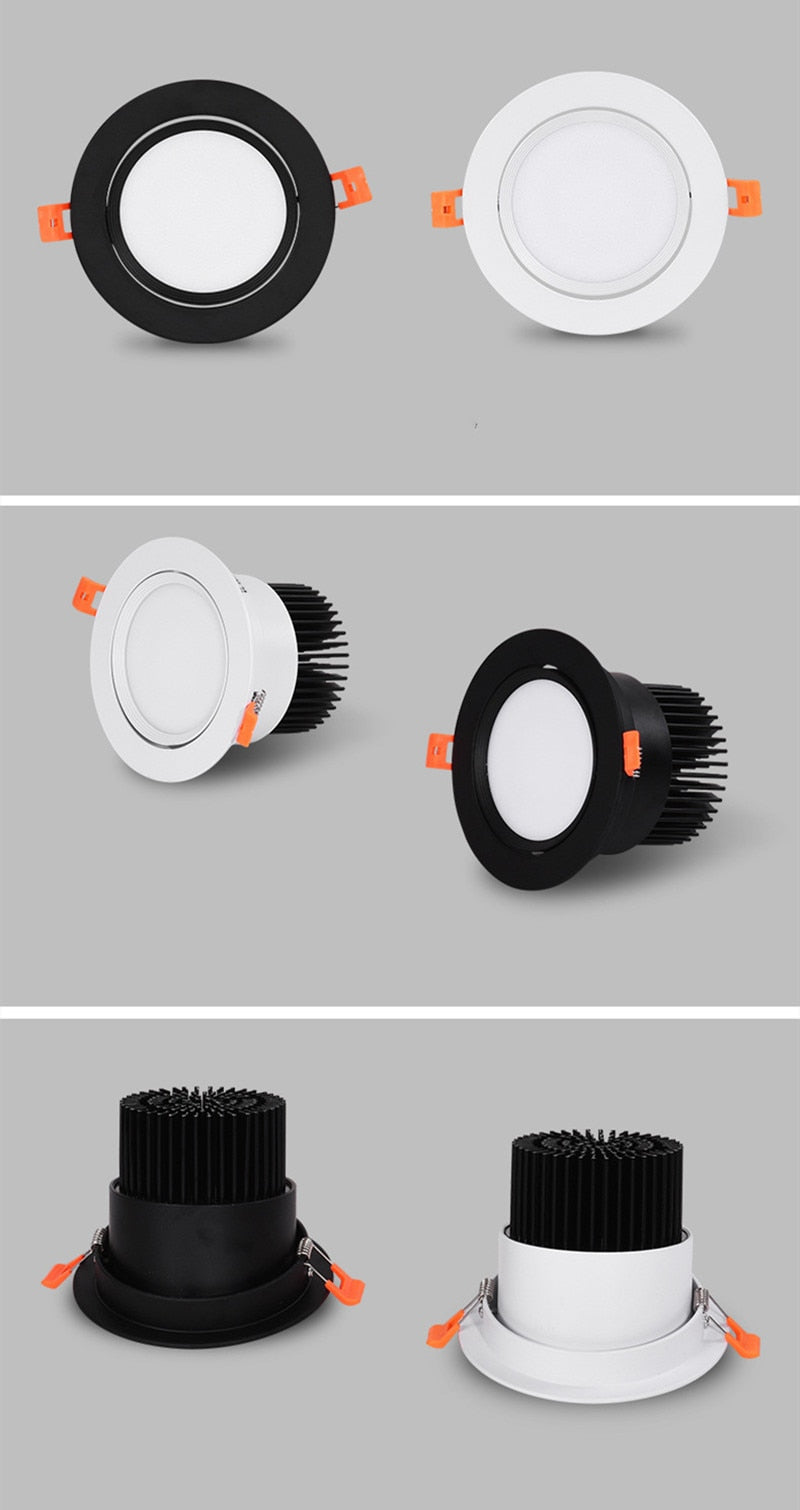 Recessed LED COB Downlight Milky White Lampshade 15W 18W 25W 30W 110V 220V Spotlights Led Ceiling Dimmable For Indoor Lighting