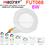 MiBoxer 6W Smart RGB+CCT Downlight with Driver AC85-260V FUT068 2.4G Wireless RF Remote WiFi APP Alexa Google Voice Control