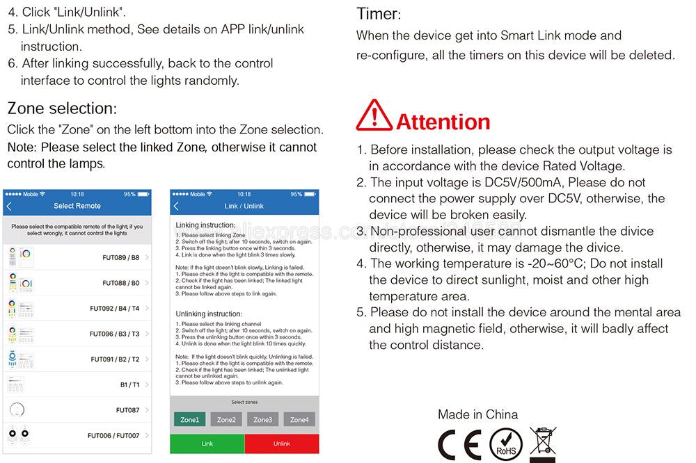 MiBoxer 6W Smart RGB+CCT Downlight with Driver AC85-260V FUT068 2.4G Wireless RF Remote WiFi APP Alexa Google Voice Control