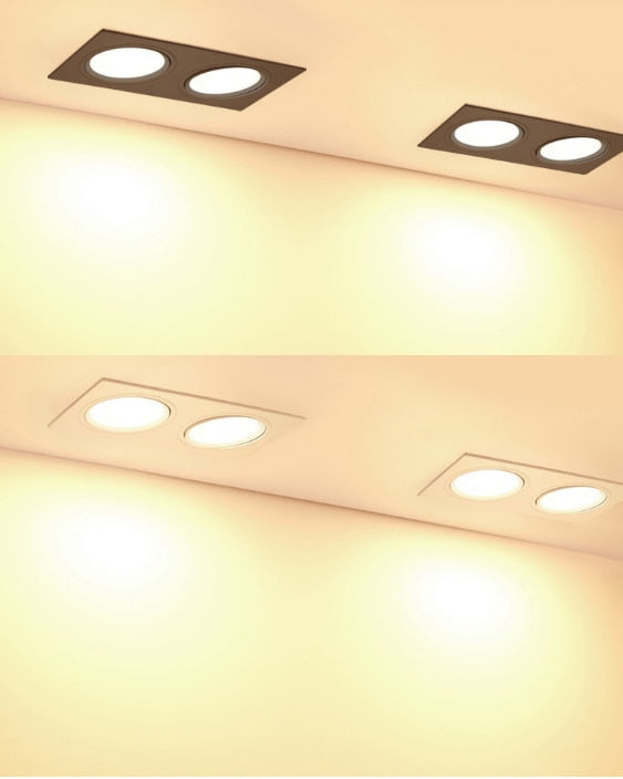Recessed Double LED Dimmable Downlight COB 7w 9w 12W 24W Spot light decoration Ceiling Lamp AC 110V 220V