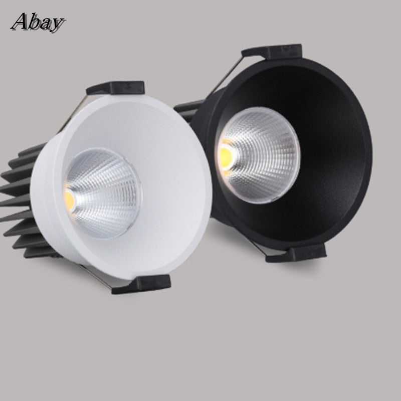 Super Bright Anti Glare Recessed Dimmable COB LED Downlights 7W 9W 12W LED Ceiling Spot Lights AC85~265V Background Lighting