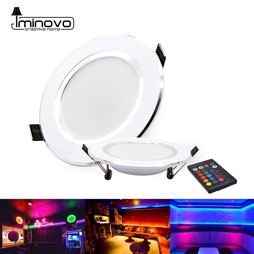 RGB LED Downlight 5W 11cm 10W 12cm Remote Control Dimmable Round Recessed Lamp Colorful Party Bar AC110V 220V 230V Spot Lighting