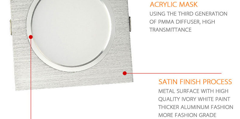 Ultra Thin LED Downlight Recessed 6w 9w 12w Celing Light 220v Square lights Lamps LED Panel Downlight for Kitchen/Home/Office