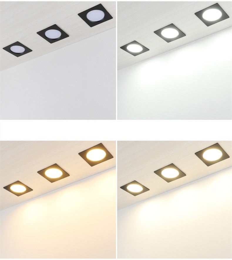 Ultra Thin LED Downlight Recessed 6w 9w 12w Celing Light 220v Square lights Lamps LED Panel Downlight for Kitchen/Home/Office