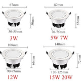 Super Bright Dimmable Recessed Sconces LED COB Downlights 3W 5W 7W 12W 15W 20W LED Spot Lights AC85-265V LED Ceiling Lamp Decora