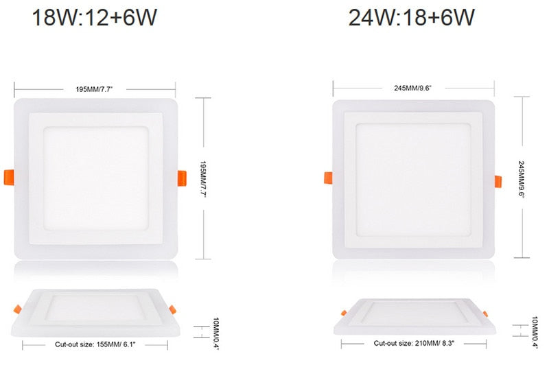 New arrived  6W 9W 16W 24W square RGB LED Panel Light Downlight Led ceiling downlight AC85-265V + Driver With Remote Control