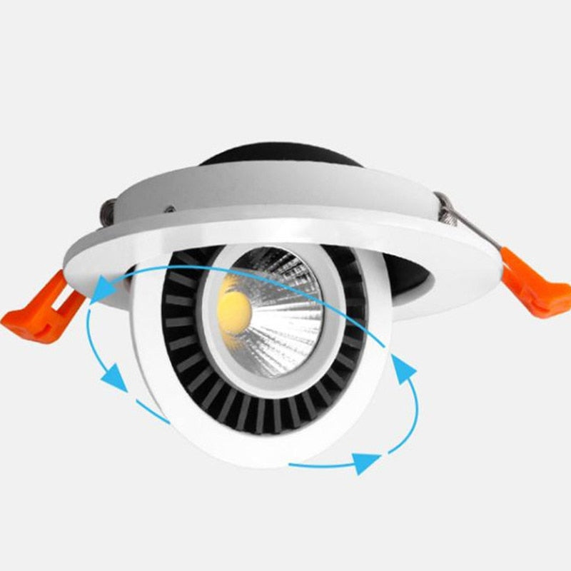 Round shape 360 Angle Adjustable LED COB Recessed Downlight Black/White 9W 12W 15W LED Ceiling Spot Light Pic Background Focos