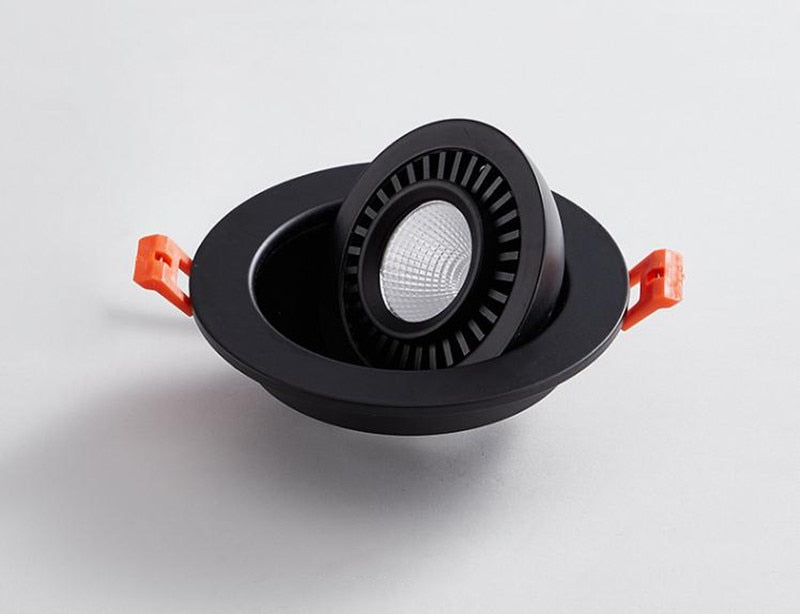 Round shape 360 Angle Adjustable LED COB Recessed Downlight Black/White 9W 12W 15W LED Ceiling Spot Light Pic Background Focos