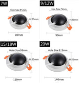 Round shape 360 Angle Adjustable LED COB Recessed Downlight Black/White 9W 12W 15W LED Ceiling Spot Light Pic Background Focos