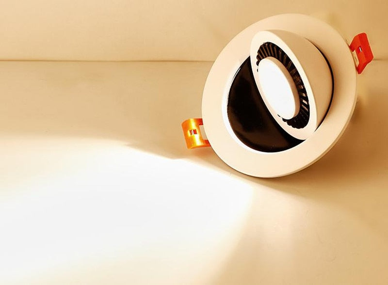Round shape 360 Angle Adjustable LED COB Recessed Downlight Black/White 9W 12W 15W LED Ceiling Spot Light Pic Background Focos