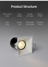 Aisilan LED square embedded spotlights home villas Narrow Border lamp downlights ceiling openings ceiling lights CRI 93