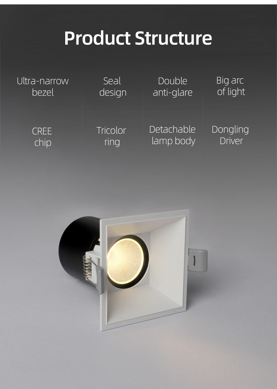 Aisilan LED square embedded spotlights home villas Narrow Border lamp downlights ceiling openings ceiling lights CRI 93