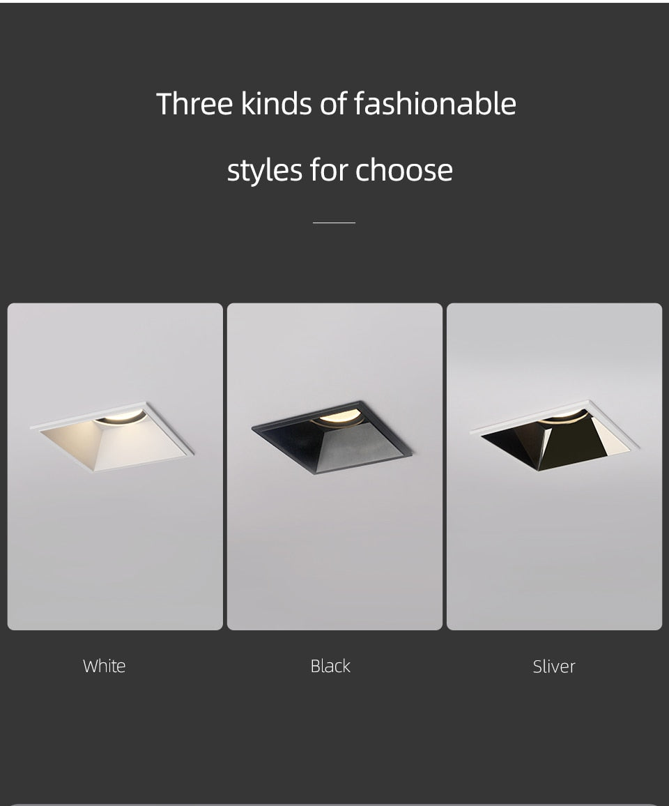 Aisilan LED square embedded spotlights home villas Narrow Border lamp downlights ceiling openings ceiling lights CRI 93