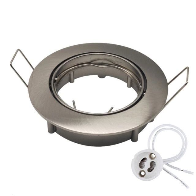 Sand Nickel Round Recessed LED Ceiling Downlight Adjustable GU10/MR16 Lamp Socket Holder Mounting Fitting Spot Lights Frame Base