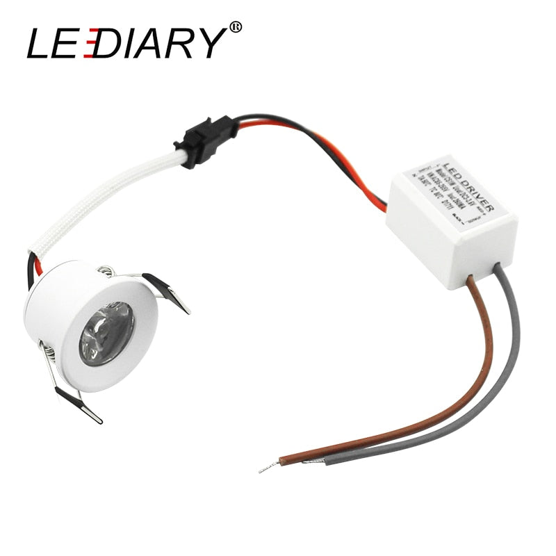 LEDIARY White Mini LED Downlight 27mm Cut Hole Under Cabinet Spot Light 1.5W for Jewelry Display Ceiling Recessed Lamp 100V-240V
