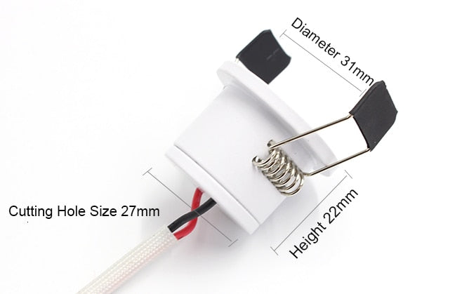 LEDIARY White Mini LED Downlight 27mm Cut Hole Under Cabinet Spot Light 1.5W for Jewelry Display Ceiling Recessed Lamp 100V-240V