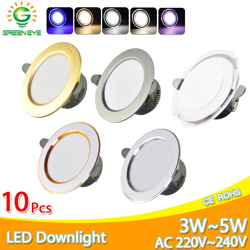Downlight 10Pcs 3w 5w spot led lights 3000k 4500K 6000K AC 220V-240V led Downlight Kitchen living room Indoor recessed lighting