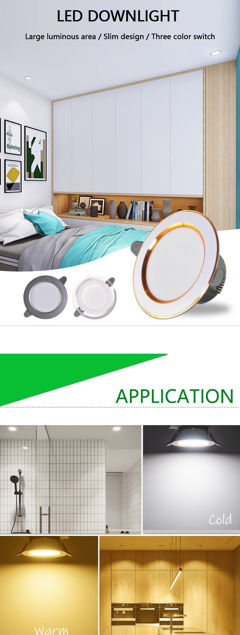 Downlight 10Pcs 3w 5w spot led lights 3000k 4500K 6000K AC 220V-240V led Downlight Kitchen living room Indoor recessed lighting