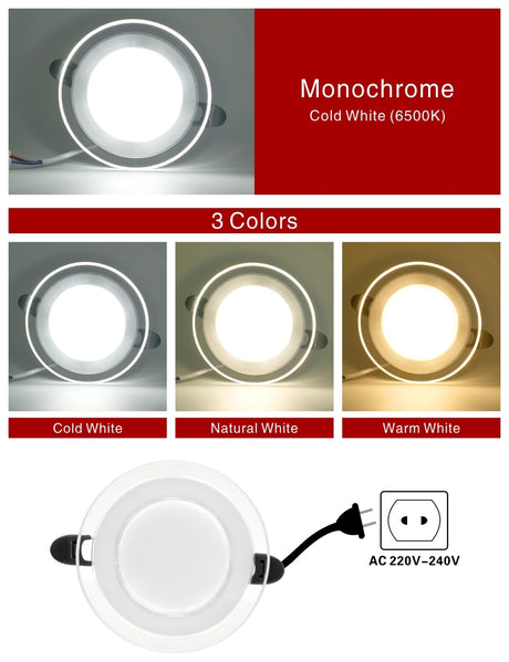 LED Downlight 3 Colors Changeable 6W LED Lamp 220V 230V 240V Spotlight Recessed Round Panel Light Indoor Lighting Downlight