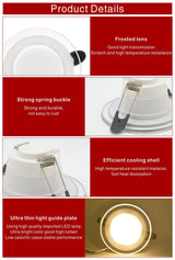 LED Downlight 3 Colors Changeable 6W LED Lamp 220V 230V 240V Spotlight Recessed Round Panel Light Indoor Lighting Downlight