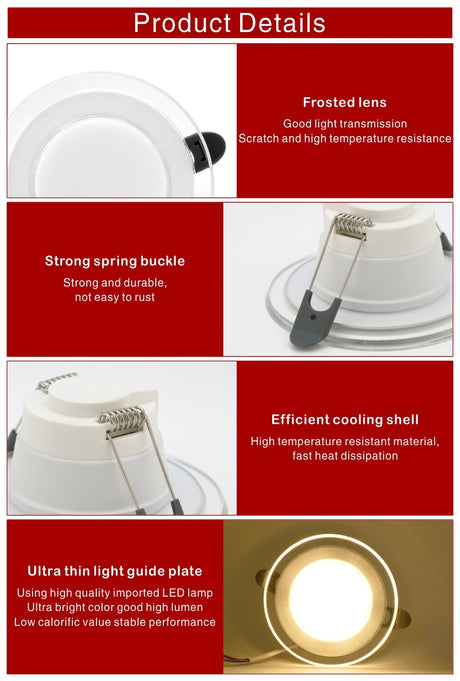 LED Downlight 3 Colors Changeable 6W LED Lamp 220V 230V 240V Spotlight Recessed Round Panel Light Indoor Lighting Downlight