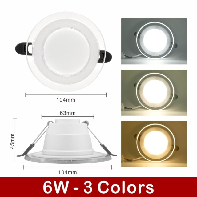 LED Downlight 3 Colors Changeable 6W LED Lamp 220V 230V 240V Spotlight Recessed Round Panel Light Indoor Lighting Downlight