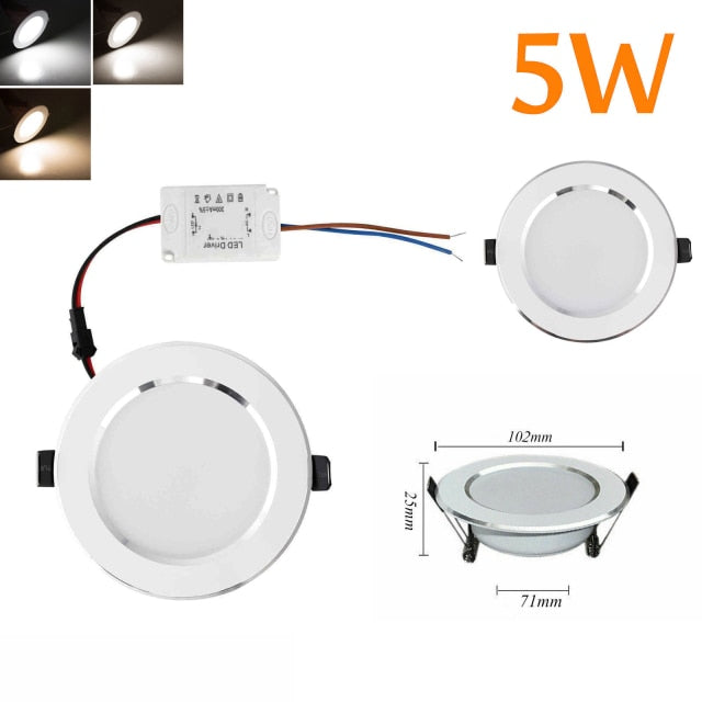 LED Recessed Ceiling Light Downlight Lamp 5PCS Dimmable 21W 18W 15W 12W 9W 7W 5W 3W 110V 220V With Driver Lighting Lamps