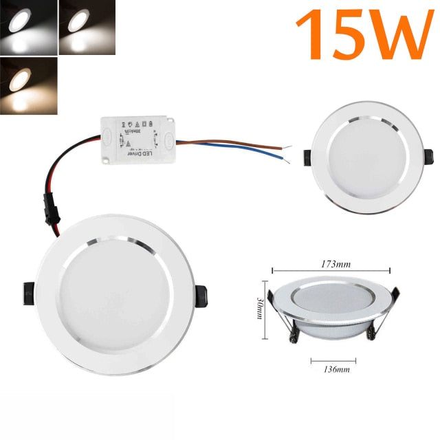 LED Recessed Ceiling Light Downlight Lamp 5PCS Dimmable 21W 18W 15W 12W 9W 7W 5W 3W 110V 220V With Driver Lighting Lamps