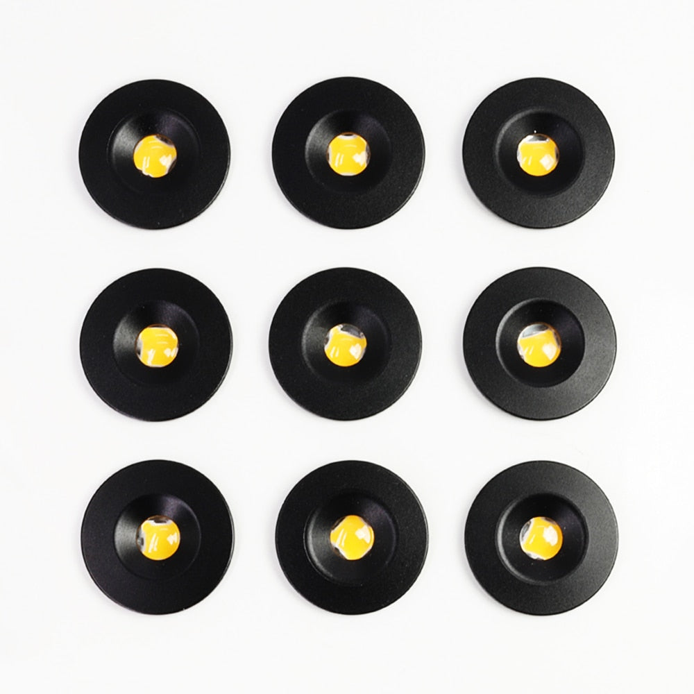 Mini LED 9pcs 1W IP65 Spotlight Cabinet Light Led Spots Canopy Stair Ceiling Light Focos Led Spot Downlight Black Silver Shell