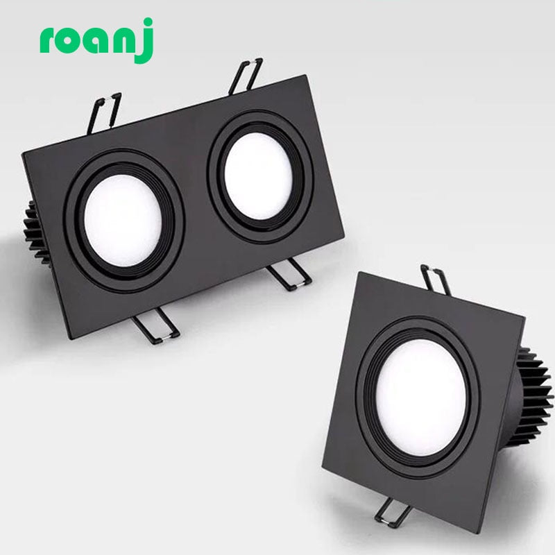 Dimmable black LED downlight COB spotlight ceiling light grid light AC110V 220V 7W 9W 12W 14W 18W 24W recessed square led panel