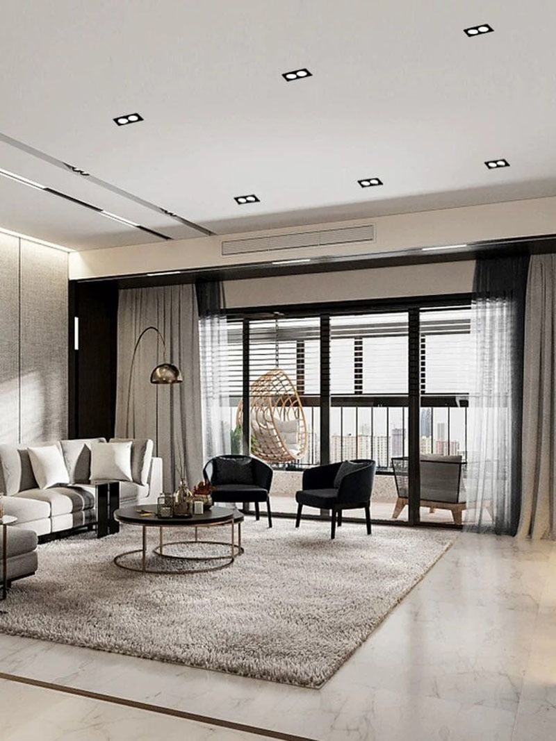 Dimmable black LED downlight COB spotlight ceiling light grid light AC110V 220V 7W 9W 12W 14W 18W 24W recessed square led panel