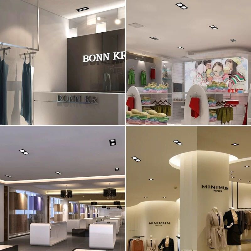 Dimmable black LED downlight COB spotlight ceiling light grid light AC110V 220V 7W 9W 12W 14W 18W 24W recessed square led panel