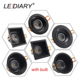 LEDIARY Black LED Downlights GU5.3 GU10 Fitting 90-265V Recessed Ceiling Spot Lamp Frame Bulb Changeable 75MM 90MM Cut Hole