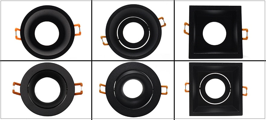 LEDIARY Black LED Downlights GU5.3 GU10 Fitting 90-265V Recessed Ceiling Spot Lamp Frame Bulb Changeable 75MM 90MM Cut Hole