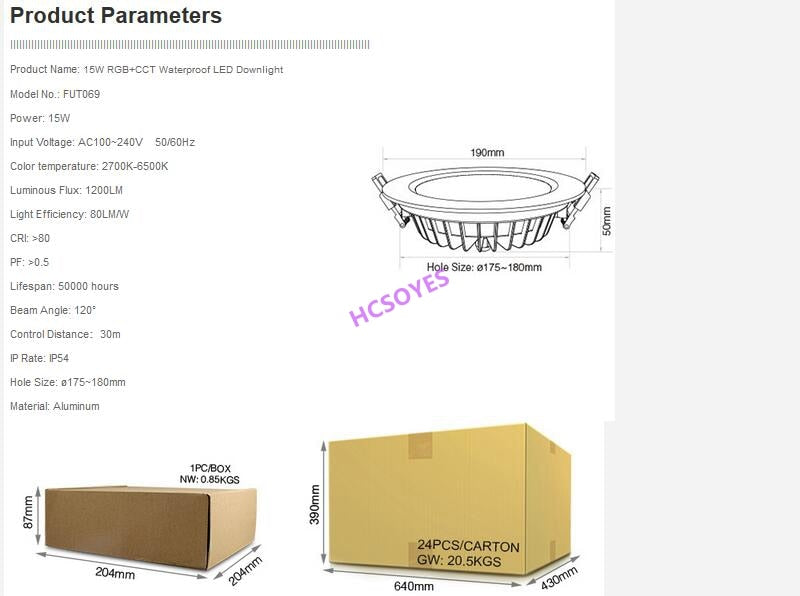 MIBOXER FUT063/FUT068/FUT069 6W 15W LED Downlight RGB+CCT Waterproof LED Ceiling Spotlight 2.4ghz remote smartphone APP control