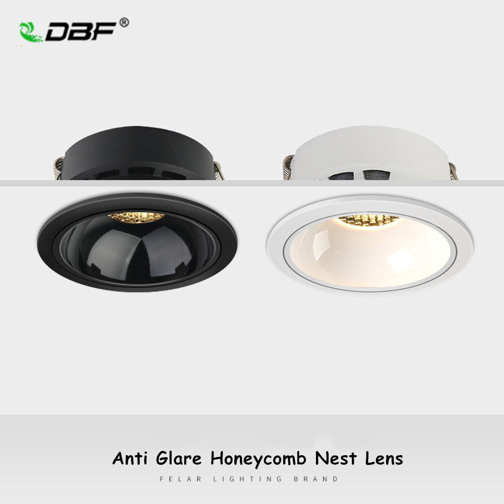 DBF 2021 New Anti-Glare Ceiling Spot Light 7W 12W 18W 20W Honeycomb Nest Reflector Hotel Wall Washer Dimmable Embedded Downlight