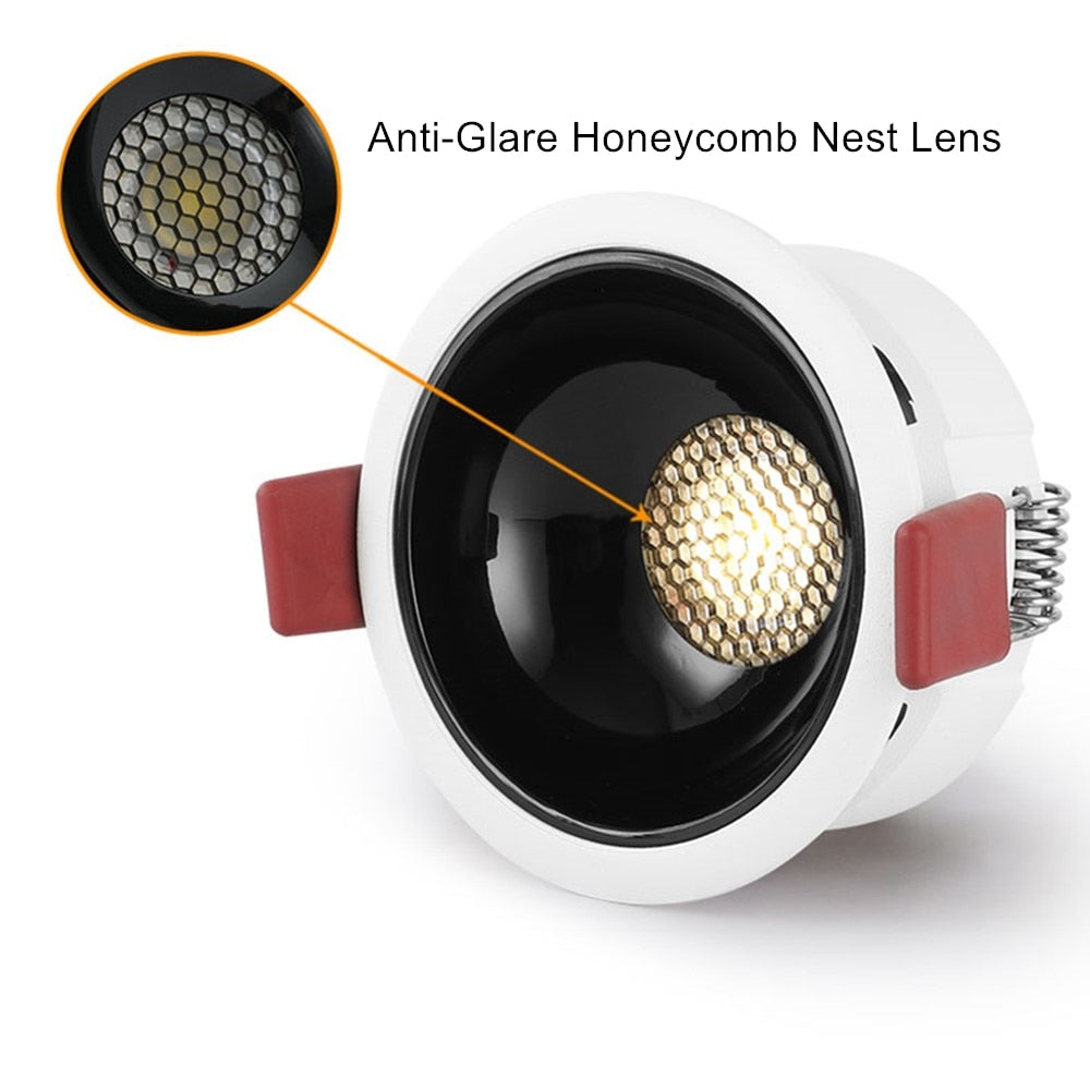 DBF 2021 New Anti-Glare Ceiling Spot Light 7W 12W 18W 20W Honeycomb Nest Reflector Hotel Wall Washer Dimmable Embedded Downlight