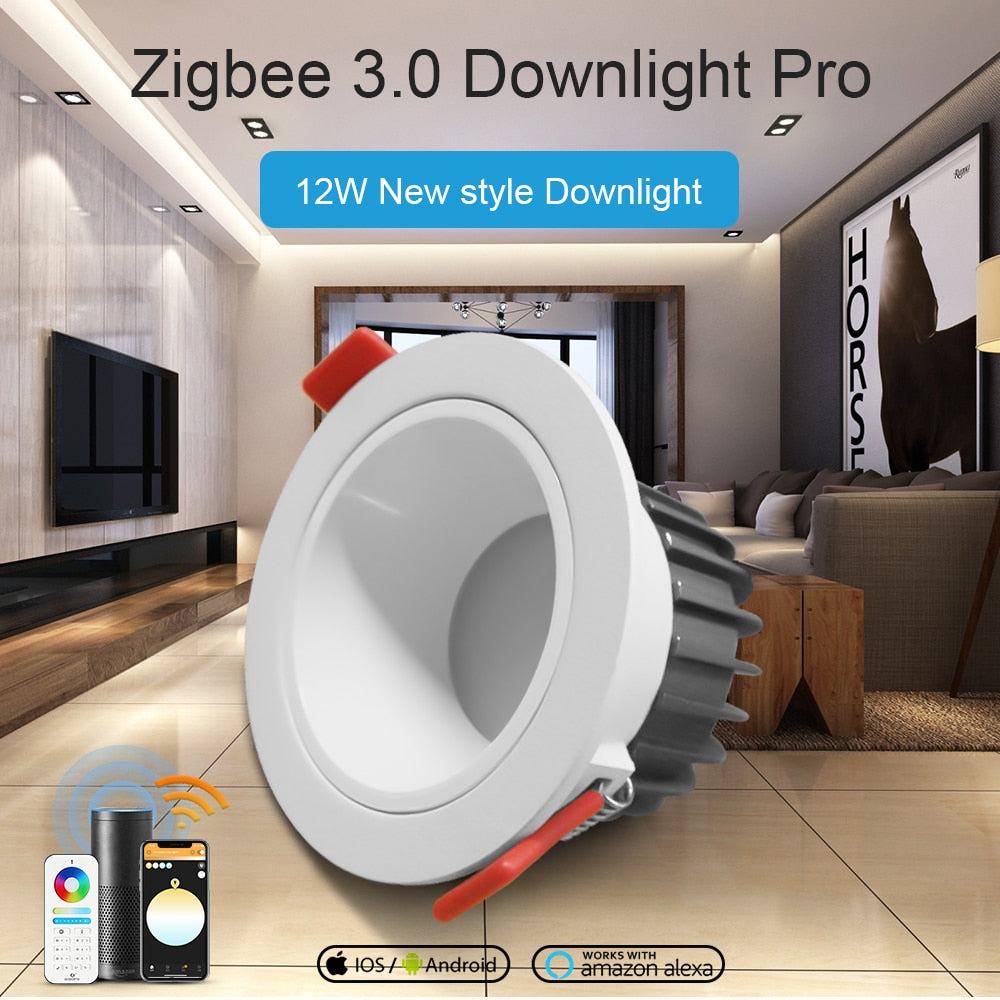 GLEDOPTO Zigbee 3.0 Smart RGBCCT Recessed Downlight LED 12W Pro Dimmable Waterproof IP54 For Kitchen Bedroom Corridor Bathroom