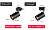 Surface Mounted 360° Rotatable LED Ceiling Track Downlight 5W 7W 9W 12W 15W GU10 Bulb Replaceable Spot Light