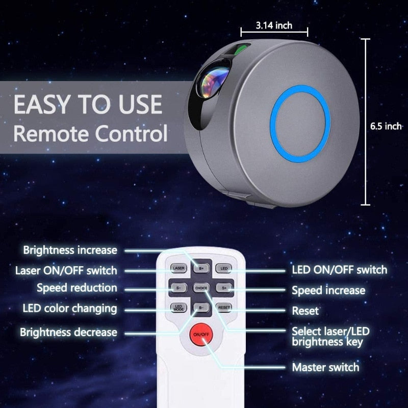 Galaxy Led Projector Night Light Projection Lamp 6 Colors Star Sky Rotation The Ceiling Lamp for Bedroom Kids Gift Starry Lights