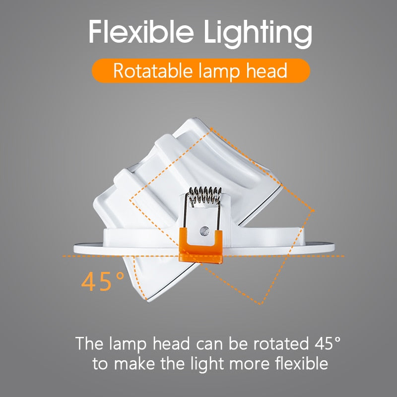 LED Ceiling Spot Light 45° Adjustable 7W 12W 20W Led light fixtur 220V Indoor Lighting for Living room Kitchen LED Downlight