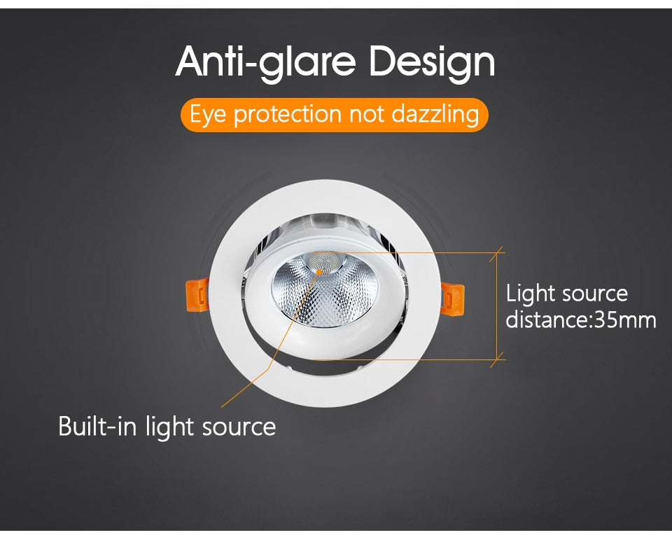 LED Ceiling Spot Light 45° Adjustable 7W 12W 20W Led light fixtur 220V Indoor Lighting for Living room Kitchen LED Downlight